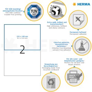 herma etykiety premium a4 biale 210x148 mm papier mat 20 szt