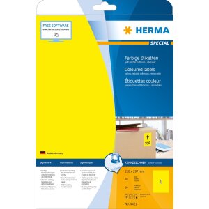 HERMA Etykiety a4 zólte 210x297 mm papier mat 20 szt