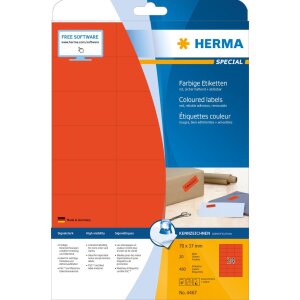 HERMA Etykiety a4 czerwone 70x37 mm papier mat 480 szt