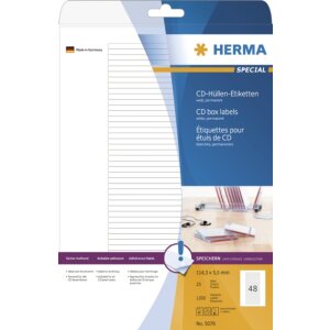 herma etykiety na pudelko CD a4 biale 114,3x5,5 mm papier...