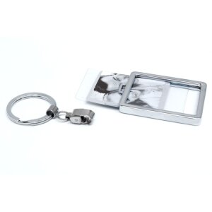 Deknudt Keychain Metal Rectangular Silver 3x4 cm