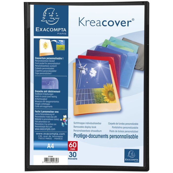 Teczka ekspozycyjna PP 500µ z 30 kieszeniami Kreacover, do formatu DIN A4 - czarna