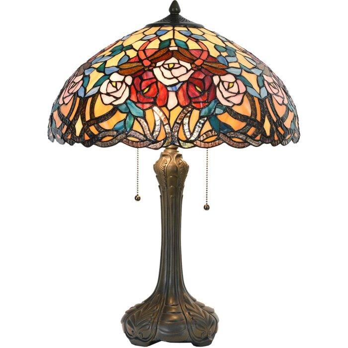 Lampa stołowa Tiffany Ø 46x64 cm w kolorze czerwonym