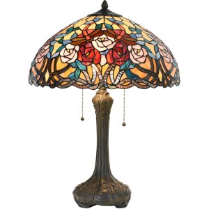 Lampa stołowa Tiffany Ø 46x64 cm w kolorze czerwonym