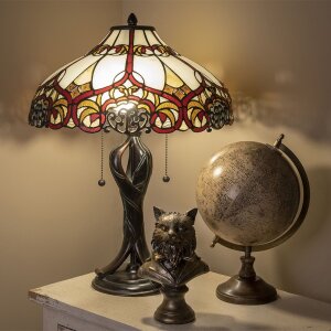 Lampa stołowa Tiffany Ø 41x56 cm w kolorze czerwonym