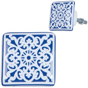 Clayre & Eef 63415 Gałka do drzwi 3x2x3 cm Blue White...