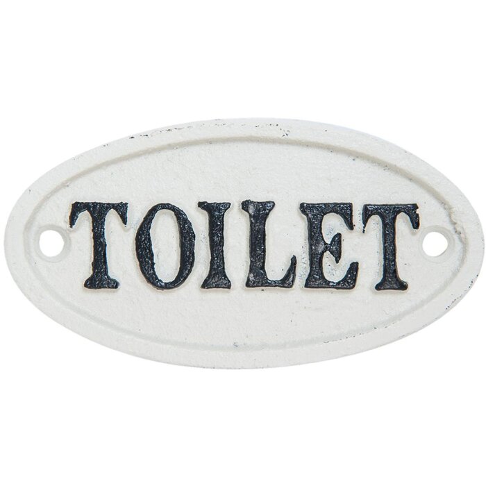 TOILET - Znak tekstowy 10x5 cm biały