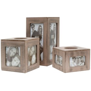 S67TQ Uchwyt na tealight szary drewno, wymiary: 9 x 25 x...