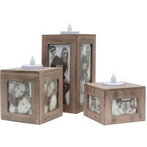 S67TQ Uchwyt na tealight szary drewno, wymiary: 9 x 25 x...