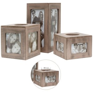 S67TQ Uchwyt na tealight szary drewno, wymiary: 9 x 25 x 16 cm