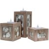 S67TQ Uchwyt na tealight szary drewno, wymiary: 9 x 25 x 16 cm