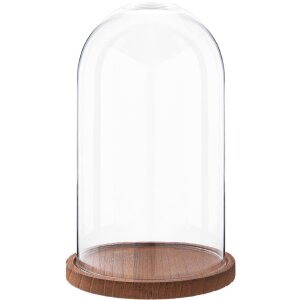 Clayre & Eef 6GL1946 Glass Bell Jar 28 cm Wood Glass...