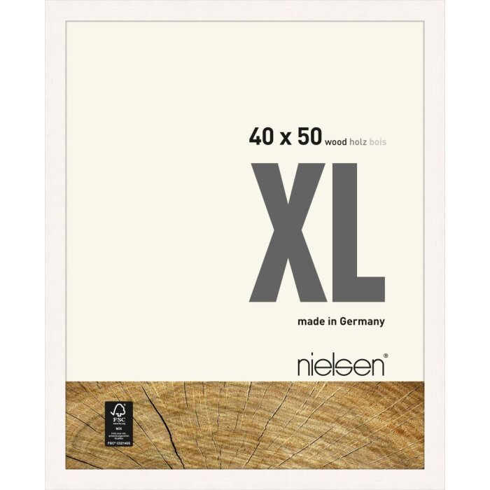 Nielsen Ramka drewniana XL 40x50 cm biała nieprzezroczysta