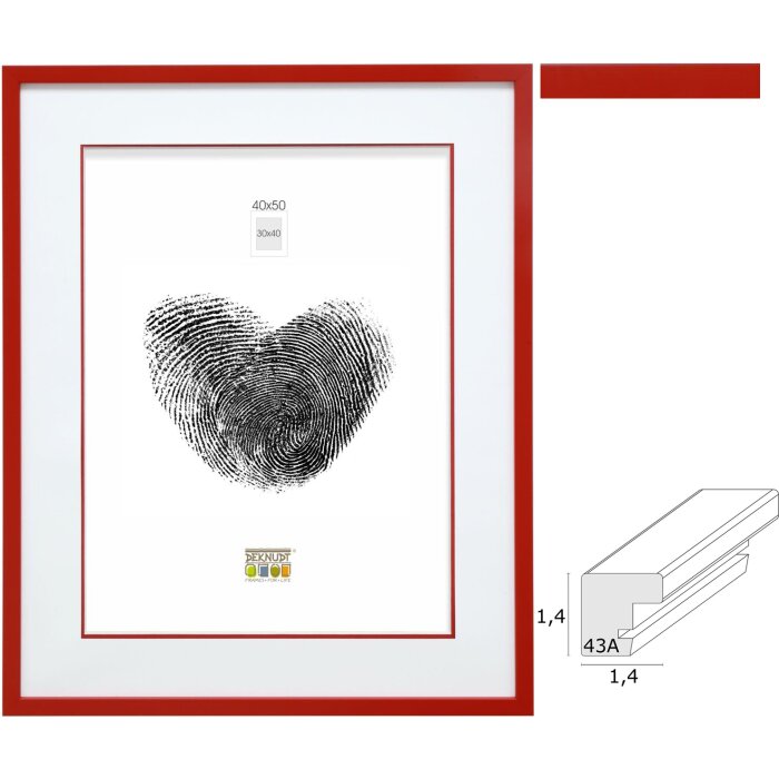 Drewniana ramka S43AK4 czerwona z passe-partout
