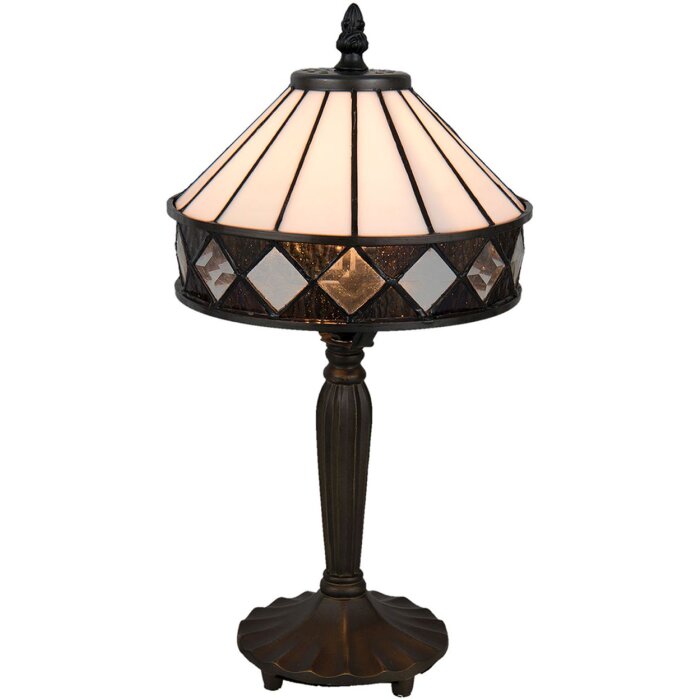 Lampa stołowa Tiffany Clayre & Eef 5LL-5197 - Ø 20x36 cm - E14 - Max. 1x40 Watt biały - czarny