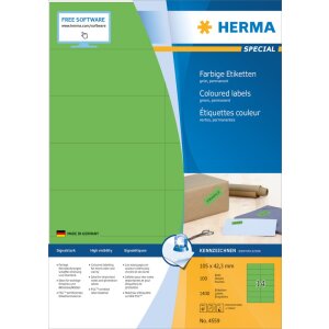 Herma specjalne kolorowe etykiety a4, 105 x 42,3 mm,...