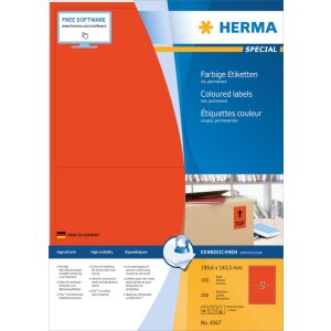 Herma specjalne kolorowe etykiety a4, 199,6 x 143,5 mm,...