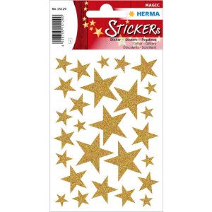 Herma magic sticker stars gold, glittery