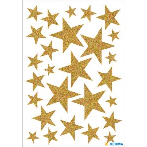 Herma magic sticker stars gold, glittery