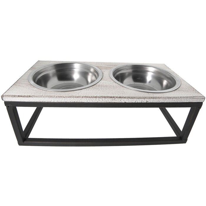 Clayre & Eef 6Y2800 Dog Cat Bowl 2x200 ml Brown Metal Rectangular