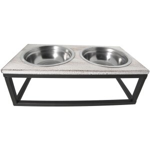 Clayre & Eef 6Y2800 Dog Cat Bowl 2x200 ml Brown Metal...