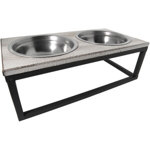 Clayre & Eef 6Y2800 Dog Cat Bowl 2x200 ml Brown Metal...