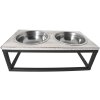 Clayre & Eef 6Y2800 Dog Cat Bowl 2x200 ml Brown Metal Rectangular