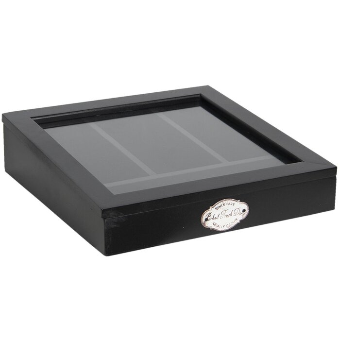 Clayre & Eef 6H1583Z Wkład do szuflady 30x30x8 cm Black Wood Glass Square