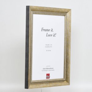 Efekt rama z litego drewna profil 28 złoty 10x15 cm szkło przezroczyste