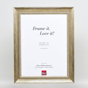 Efekt rama z litego drewna profil 28 złoty 42x59,4 cm szkło przezroczyste