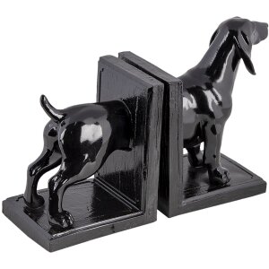 Clayre & Eef 6PR4623 Bookends Set of 2 Dog 25x9x15 cm Black Plastic