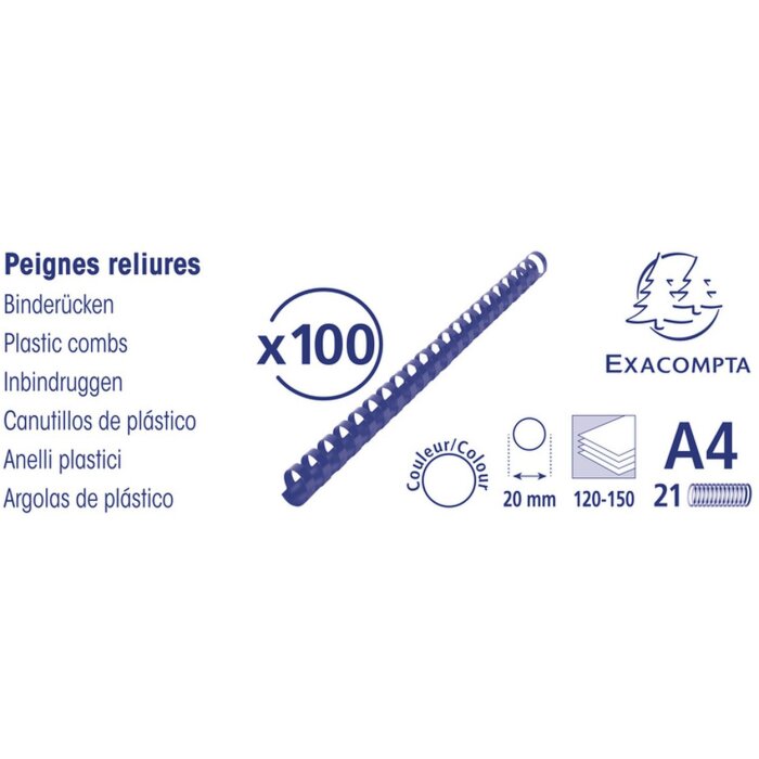 Exacompta 75601E Spirale do bindowania PVC 20mm do DIN A4 21 ringów czarne 100 szt.