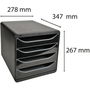 Exacompta 3104214D Szuflada Big Box Plus 4 otwarte szuflady Błyszcząca czerń