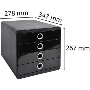 Exacompta 314438D Pudełko z szufladami POP-BOX 4 szuflady czarne błyszczące DIN A4+