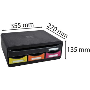 Exacompta 319798D TOOLBOX moduł do przechowywania 4 szuflady rainbow wysokość 13,5 cm