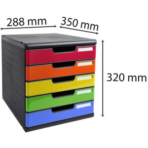 Exacompta 301798D Pudełko z szufladami MODULO A4 5 zamkniętych szuflad rainbow