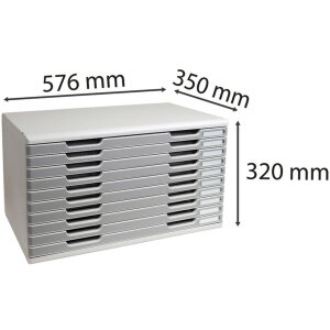 Exacompta szuflada MODULO A3 10 zamkniętych szuflad kamienny szary