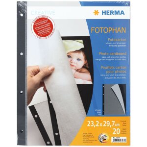 HERMA Karton fotograficzny, 232x297 mm, czarny, 20 arkuszy