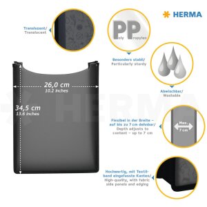 HERMA Pojemnik na notebooki Flexi pólprzezroczysty, granatowy 260x345x70 mm