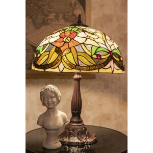 LumiLamp 5LL-6126 Lampa stołowa Tiffany Ø 41x58 cm E27-max 2x60W Beżowe kwiaty