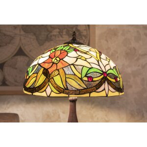 LumiLamp 5LL-6126 Lampa stołowa Tiffany Ø 41x58 cm E27-max 2x60W Beżowe kwiaty