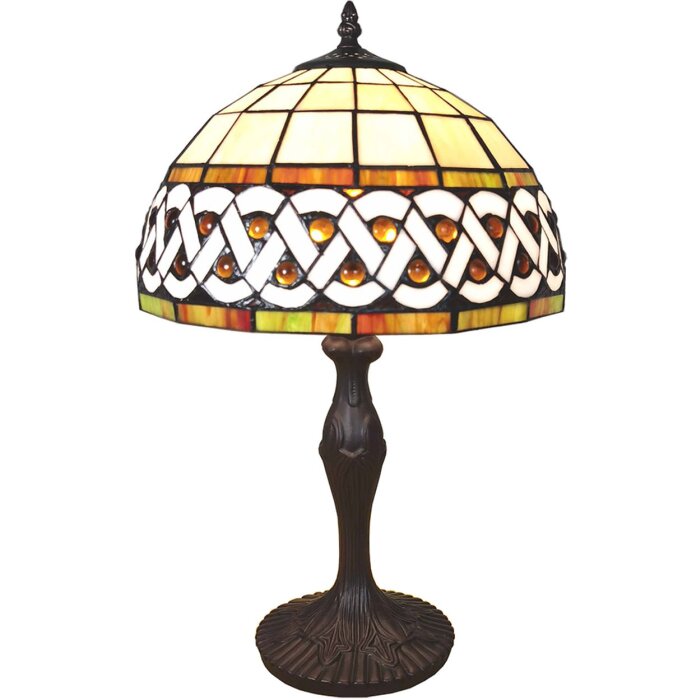 LumiLamp 5LL-6153 Lampa stołowa Tiffany Ø 31x43 cm E27-max 1x40W Biały