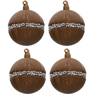 Clayre & Eef 6GL3271 Christmas Balls Set of 4 Brown...