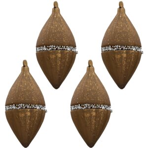 Clayre & Eef 6GL3272 Christmas Balls Set of 4 Brown...