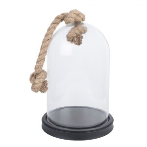 Clayre & Eef 6GL3367 Szklany Bell Jar czarny 17x17x28 cm