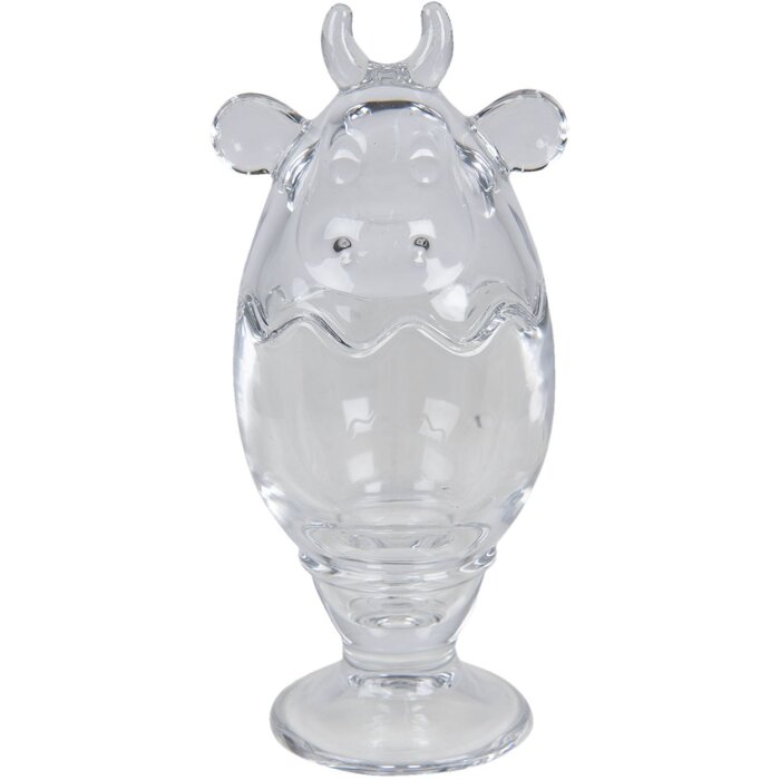 Clayre & Eef 6GL3387 Bonbonniere z pokrywką Cow Transparent Ø 8x19 cm