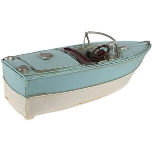 Clayre & Eef 6Y4609 Deco Mini Model Boat Turquoise 24x11x9 cm