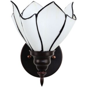 Clayre & Eef 5LL-6187 Lampa ścienna Tiffany beżowy, brązowy 23x17x19 cm E27-max 1x40W