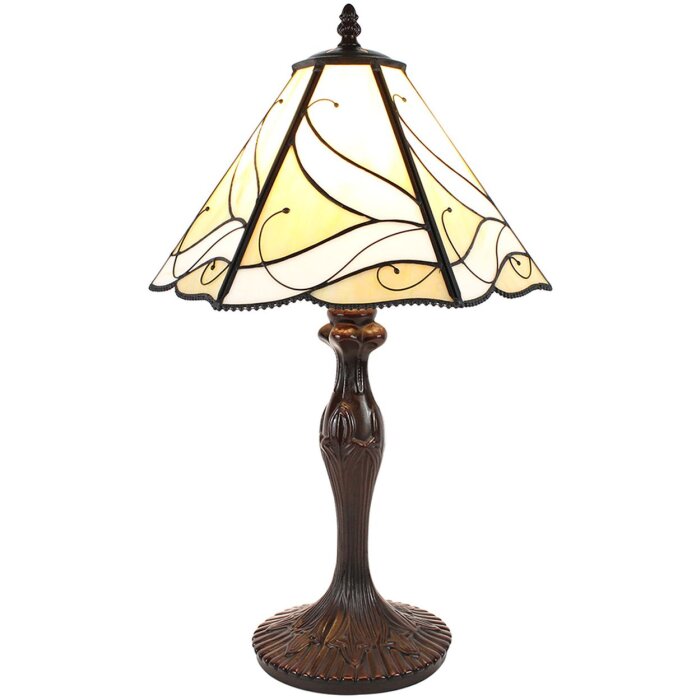 Clayre & Eef 5LL-6189 Lampa stołowa Tiffany beżowy, brązowy Ø 31x43 cm E27-max 1x40W