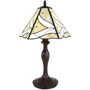 Clayre & Eef 5LL-6189 Lampa stołowa Tiffany beżowy, brązowy Ø 31x43 cm E27-max 1x40W